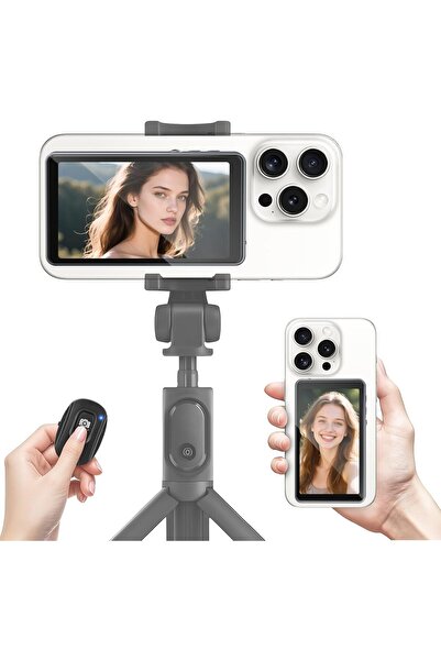 Generic Wireless Selfie Monitor Screen for iPhone & Android, 1800mAh Magnetic Phone Vlog Selfie Screen with