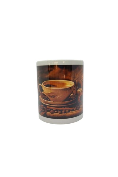 HiperAD Reklam Mug Cup Printed 330ml Porcelain Illustrated Coffee Artistic