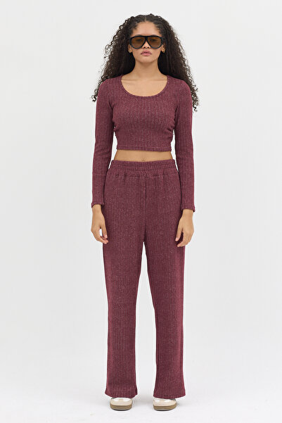 Eco Sense Two Piece Women's Set - Crop Top and Oversize / Wide Leg Pants