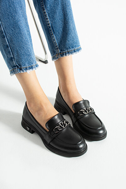 Parparastil ALORÉ Дамски черни обувки с каишка, удобни, с ток, ежедневни мокасини