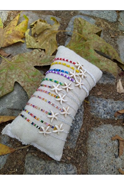 İREM 2'li Deniz Yıldızı Detaylı Karışık Renkli Kum Boncuk Bileklik