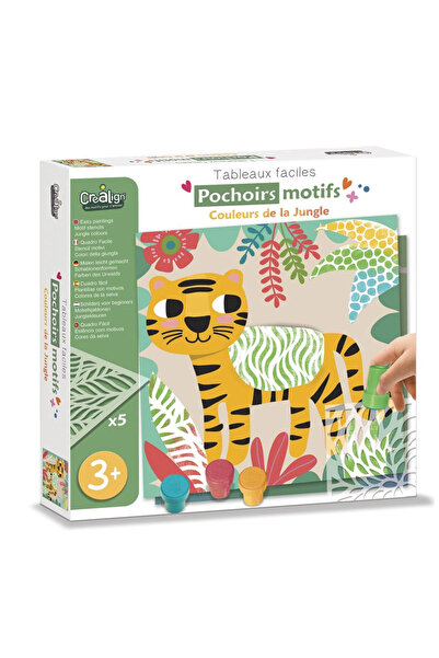 Crealign Set de pictură cu ștampile și șabloane - Jungle, CRÉA LIGN, 3 ani+