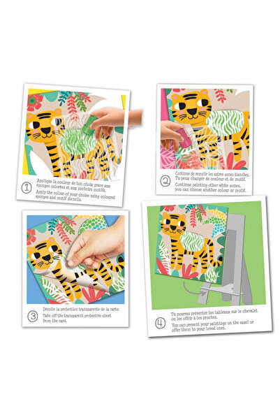 Crealign Set de pictură cu ștampile și șabloane - Jungle, CRÉA LIGN, 3 ani+