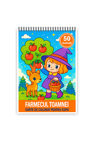 Legendary Gifts Carte de colorat pentru copii, 50 de ilustrații Farmecul toamnei, 106 pagini Format: A3