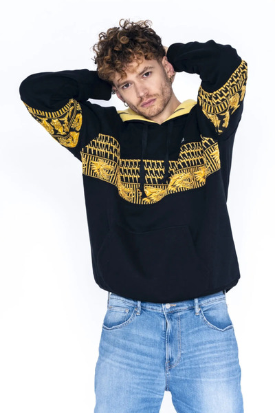 Nani Collection Siyah Ejderha Desenli Oversize Erkek Sweatshirt(XL)