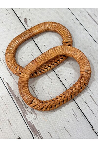 miraylahobi Gerçek Bambu Çanta Sapı Oval Örgülü 1 Çift (13.5*9.5cm)