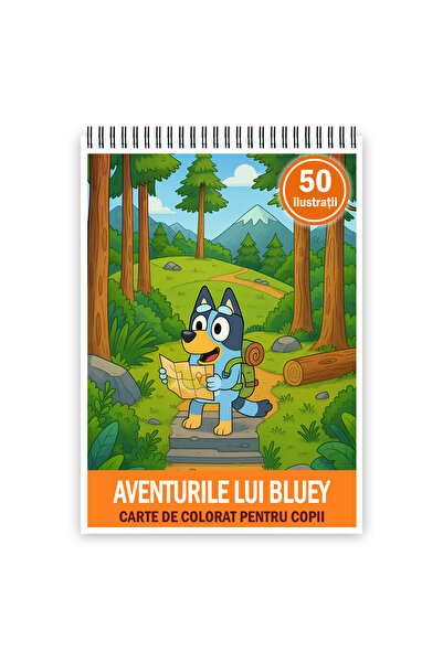 Legendary Gifts Carte de colorat pentru copii, 50 de ilustrații Aventurile lui Bluey, 106 pagini Format: A3