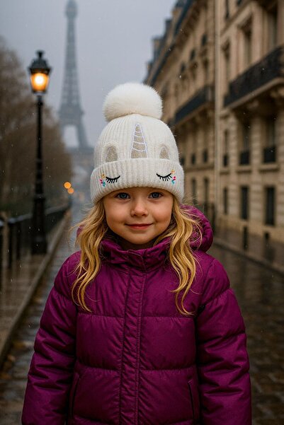 FELLMENS Beretă pentru copii brodata ecru