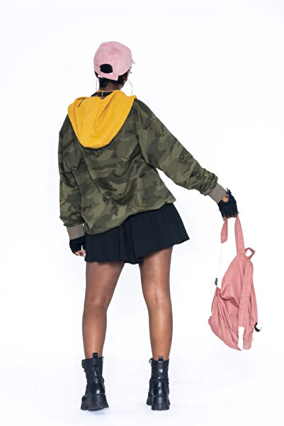 Nani Collection Simli Kamuflaj Oversize Kadın Sweatshirt (M)