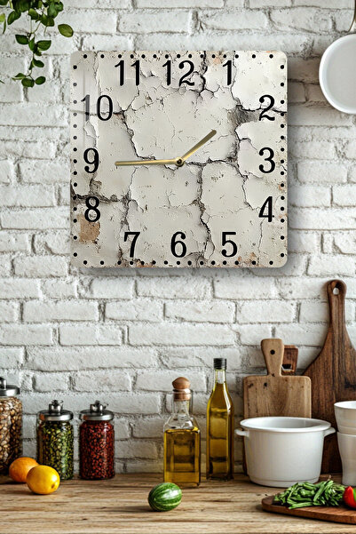 kutuTR ساعة مربعة من الزجاج المقسى بملمس خرساني مقاس 33x33 سم طباعة بالأشعة فوق البنفسجية - KCS034