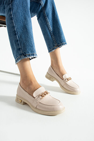 Parparastil ALORÉ Дамски бежови обувки с каишка, удобни за носене всеки ден, с ток