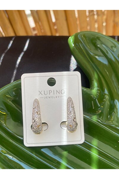 XUPING JEWELRY ÇELİK KÜPE TAŞLI DİŞ MODEL GÜMÜŞ RENK