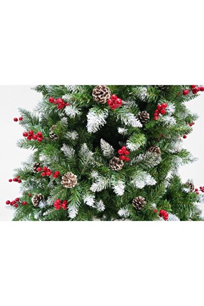 GOLD MARKET Artificial Christmas Tree, Snowy, 180 cm, decorated with Cones and Red Cranberries, 319 Branches, Dia
