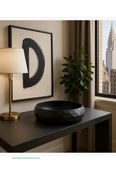 SLM Geometrik Giriş Kasesi Modern Mat Siyah Tasarım