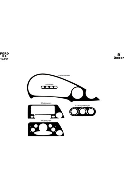 Marscockpitdesign غطاء كونسول فورد كا 1996-2002 5 قطع