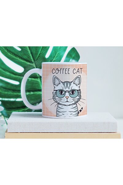 Beramussa كوب قهوة على شكل قطة مع نظارات لطيفة - كوب قهوة مكتوب عليه قطة - هدية