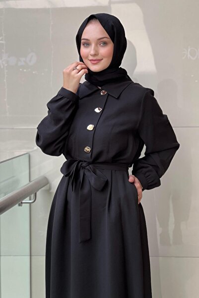 Nuss Shirt Collar Four Button Dress