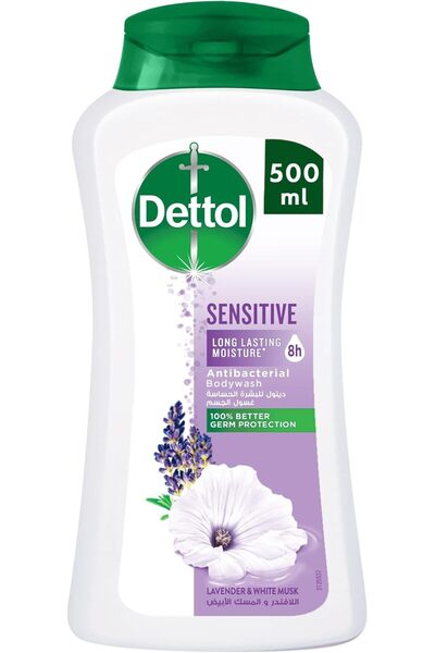 Dettol Sensitive Shower Gel & Body Wash, Lavender & White Musk Scent, 500ml