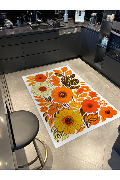 Rugs Modern Halı Mosso Multi-Colored Daisy Flower Figure Patterned Woven Base...