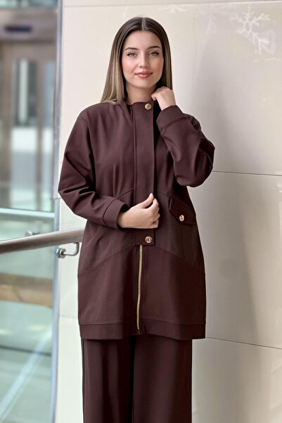 Ceremony Front Zippered Half Placket Steel Knitted Suit