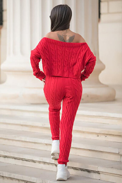 FashionForYou Gyna Knit Suit, Red, Universal Size S/M, Red