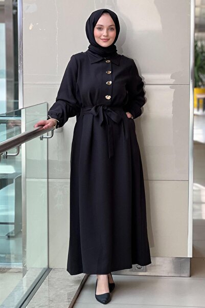 Nuss Shirt Collar Four Button Dress