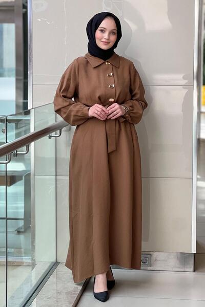 Nuss Shirt Collar Four Button Dress