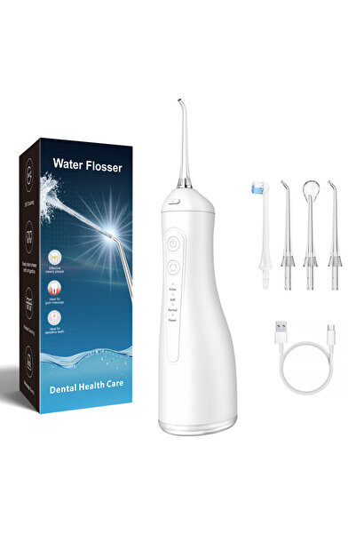 OEM Irigator bucal IPX7, rezistent la apa, cu rezervor incorporat, 300 ml,4 moduri de curatare, 4 Capete