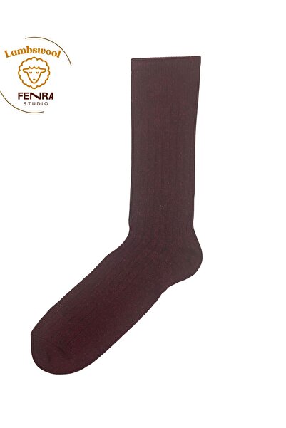 FENRA STUDIO Мъжки зимни термо чорапи от топла вълна от агнешко в цвят бордо