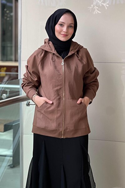Ceremony Front Zippered Dubai Garnished Hooded Jacket