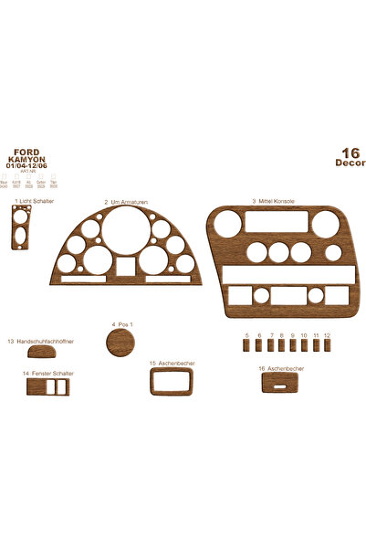 Marscockpitdesign غطاء كونسول توربيدو لسيارة فورد كارجو 2004-2008 16 قطعة