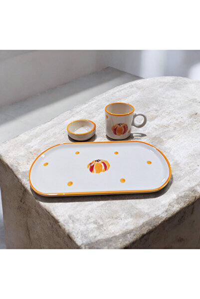 Ganita home Coffee Cup with Presentation Plate for Teachers' Day, Turkish Delight Cup Gift with Pumpkin