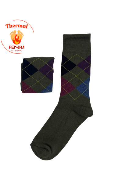 FENRA STUDIO Full Thermal Towel-Lined Khaki Baklavi Men's Socks