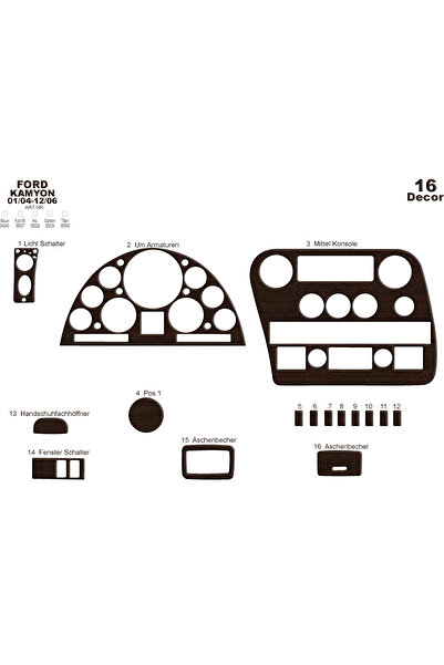 Marscockpitdesign غطاء كونسول توربيدو لسيارة فورد كارجو 2004-2008 16 قطعة