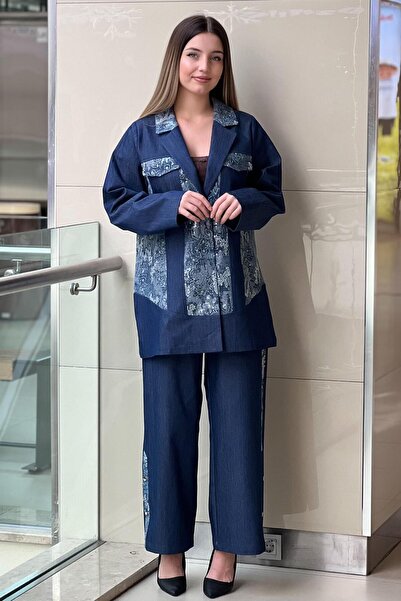 Ghisa Sequin Detailed Jacket Pants Jeans Set