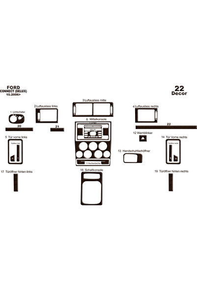 Marscockpitdesign غطاء كونسول فورد كونيكت ديلوكس 2006-2009 22 قطعة