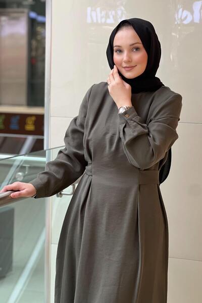 Nuss Pleated Belt Detailed Dress