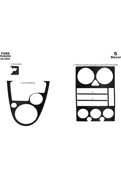 Marscockpitdesign غطاء لوحة القيادة لسيارة فورد فيوجن 2002-2005 5 قطع