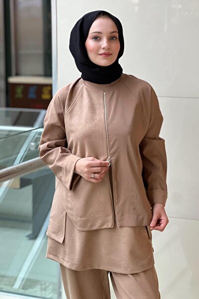 Ghisa Mixed Fabric Piece Patterned Tunic Pants Set