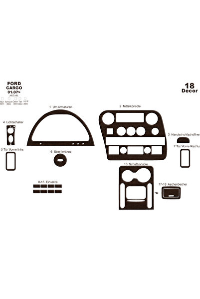 Marscockpitdesign غطاء كونسول توربيدو لسيارة فورد كارجو 1838T موديلات 2007-20...