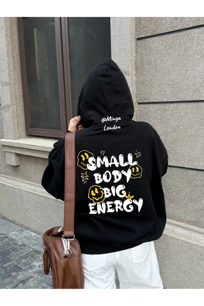 Minga London Hanorac oversize cu imprimeu text negru -ghostella