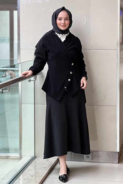 FUAT GÜRSEN Fuat Gürşen Sleeveless Ruffled Shirt Knitwear Cardigan Inside-Out Double Set