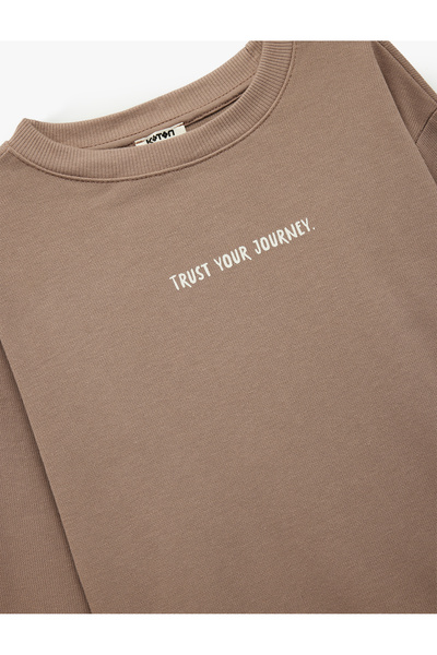 Koton Памучен дълъг ръкавен суитшърт с велосипедна яка и принт