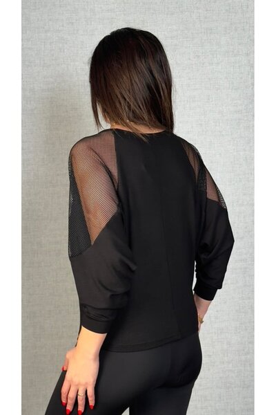 JANES Women's Shoulder Mesh Detail Fakir Sleeve Blouse