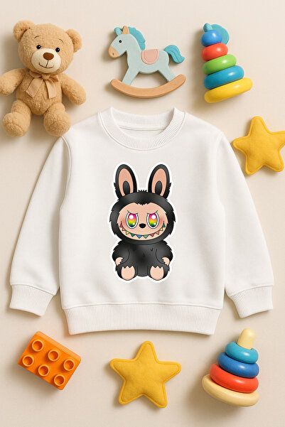 SVART WEAR سويت شيرت مطبوع عليه Labubu للأطفال والكبار مصنوع من القطن بنسبة 1...