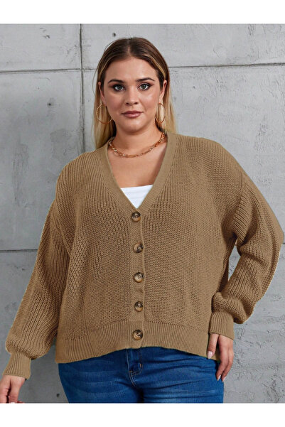 JANES    Women's Five Button Plus Size Knitwear Cardigan