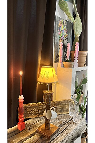 Woodlinity Kupa bardak askısı 4 kollu eskitme ceviz renkli