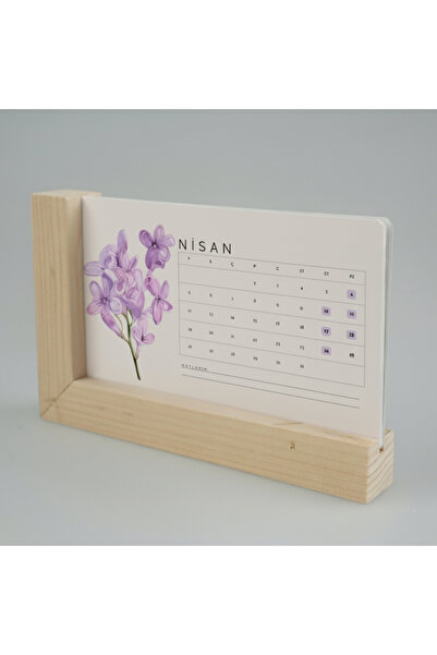 TAKVİM 2026 Yılı Masa Takvimi - Modern Ahşap Standlı (20x12)