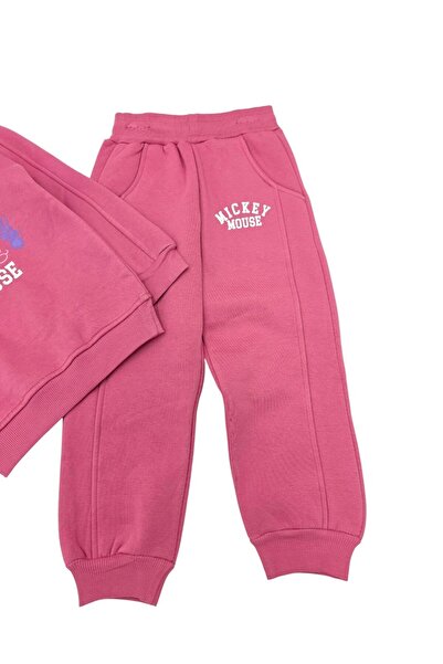 voyyo kids baby Girl's Winter 3-Layered Hooded Tracksuit Set for Ages 2-3-4-5-6 with Mickey Print on Top and Bottom