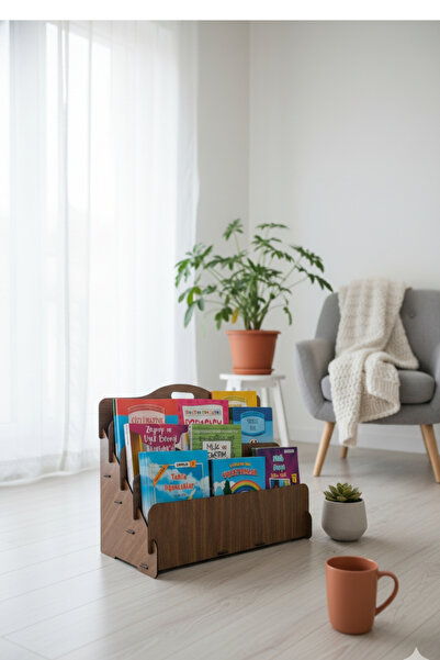 Simux Carry Montessori 4 Raflı Ahşap Mini Kitaplık -Çocuk Odası Kitaplık - Ma...